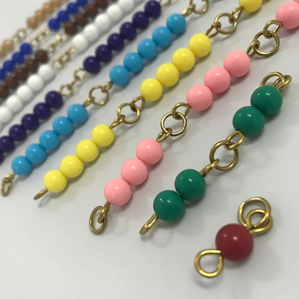 Wooden Montessori Educational Toys Short Bead Chain Colored Bead Chain Set Montessori Beads For Kids