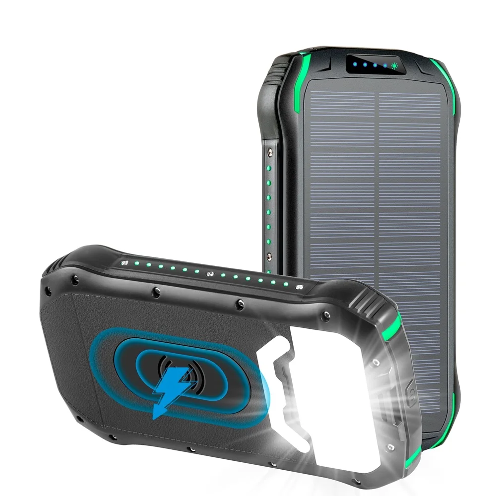 2022 новейший портативный водонепроницаемый 26800mAh PD 18W и QC3.0 Qi 10W беспроводной Солнечный блок