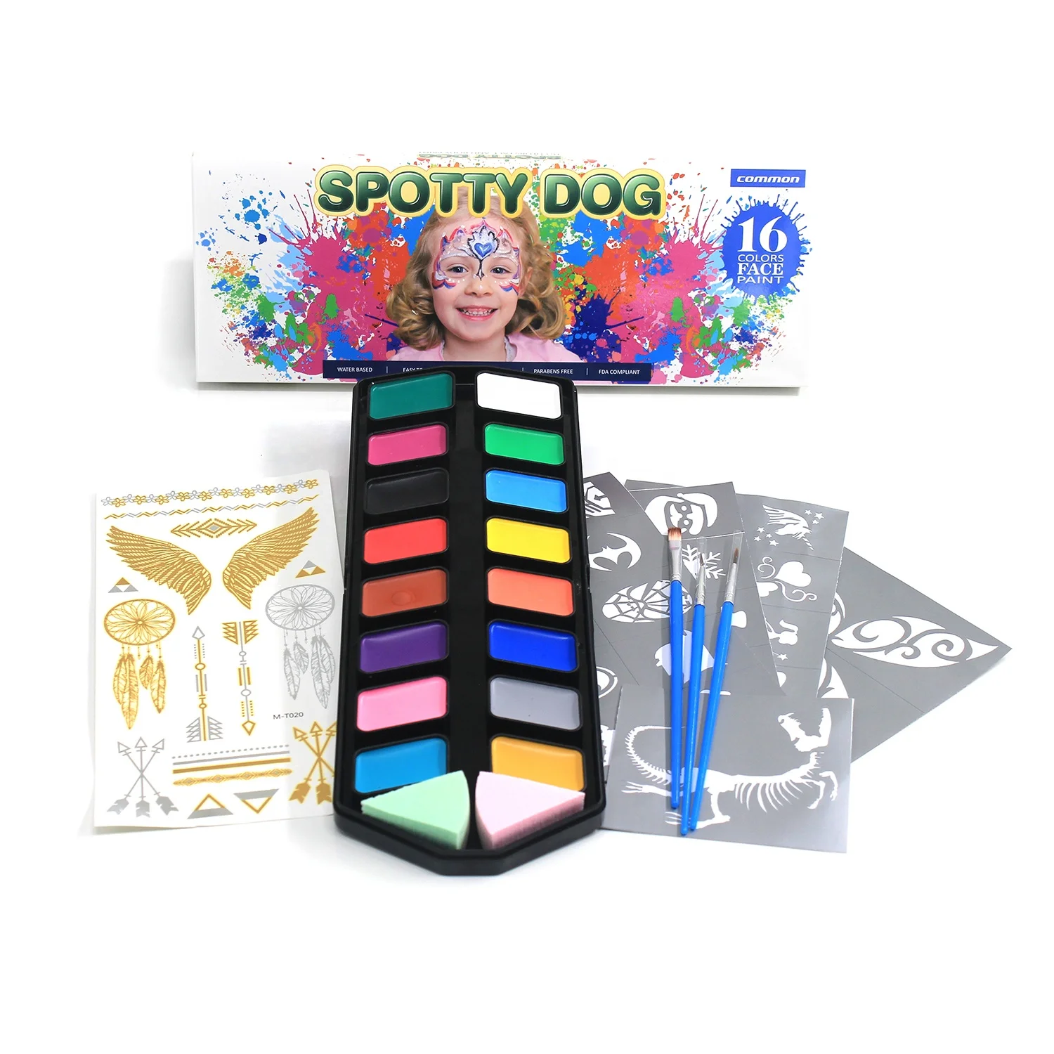 16 colors Water Based Kids Halloween Gifts Split UV Neon Cake Face paint palette