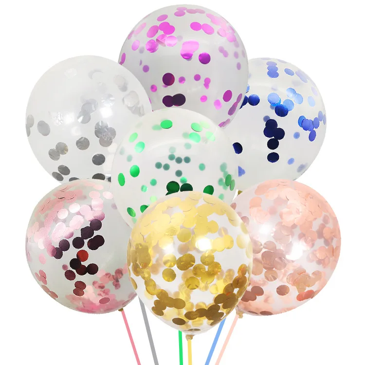 Wholesale market birthday decor sequin confetti transparent latex wedding
