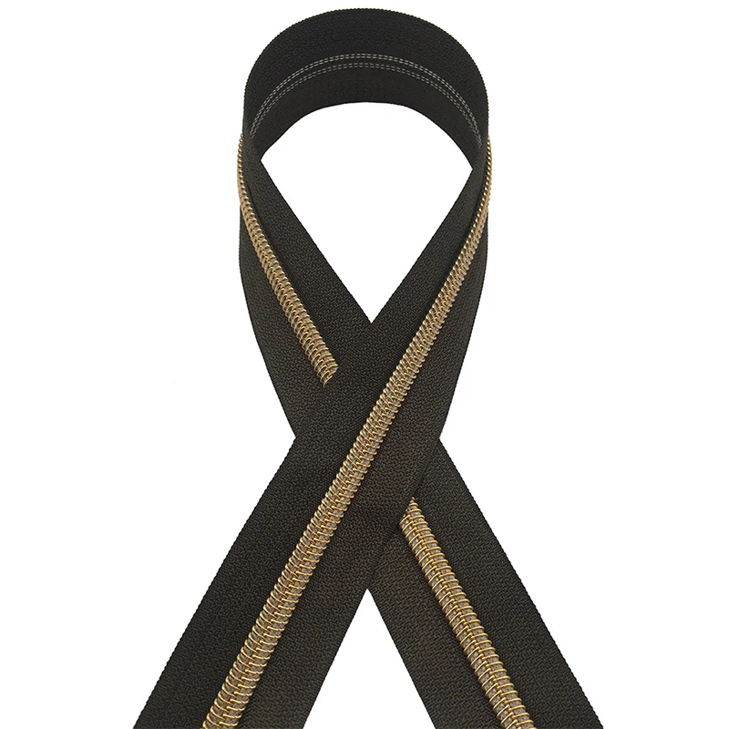 Factory Supply Colorful Electroplating Golden Silver Teeth 5 Zipper Tape Nylon