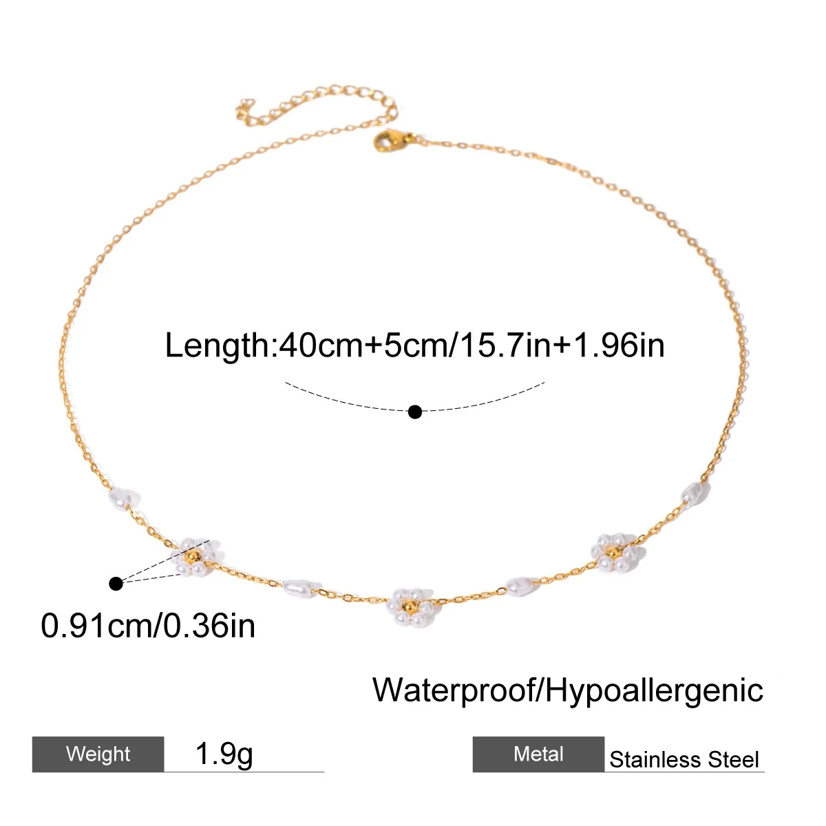 ARETAS 2024 Fashion Fine Jewelry Set Stainless Steel Pearl Necklace C-Shaped Earrings Open Ring Waterproof Bracelet Wholesale