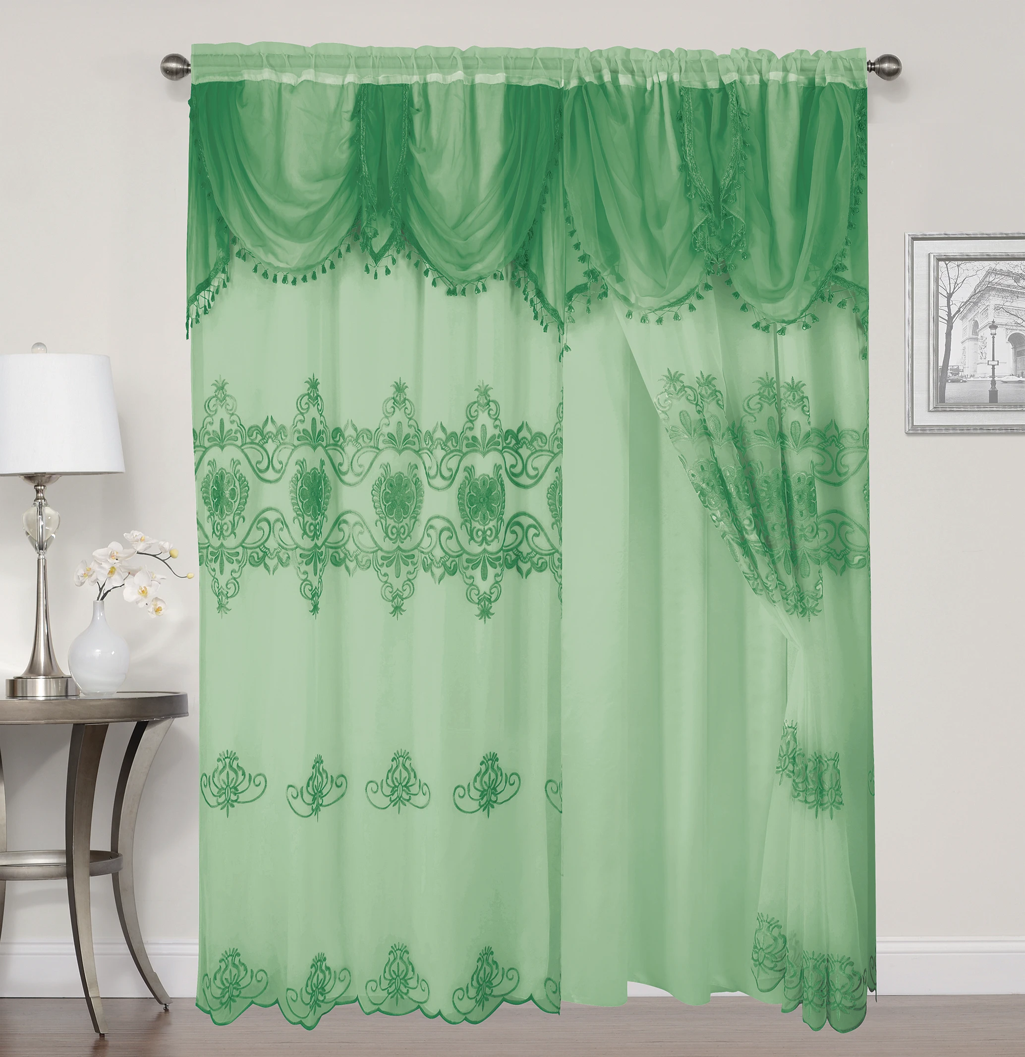 Красивая вышитая занавеска с прикрепленным балдахином и качественным прозрачным дизайном для дома