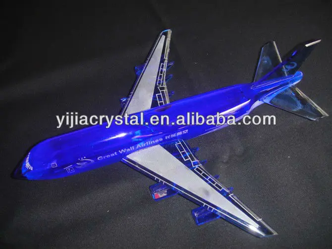 Custom Desktop Decoration Gift 3D Crystal Aircraft Souvenir Crystal Glass Airplane Model