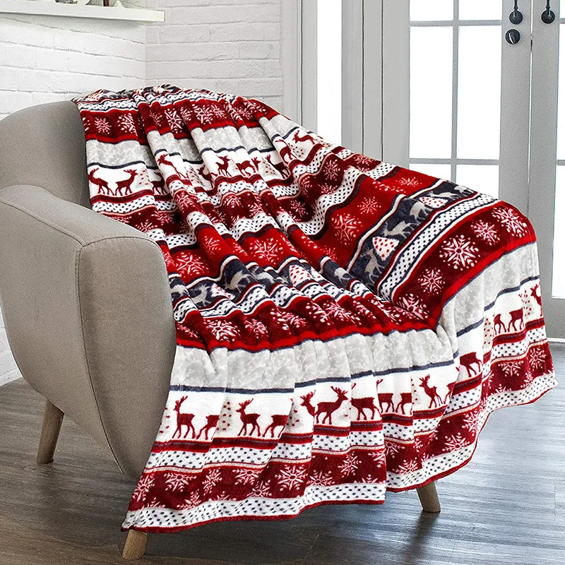 Hot sale Christmas blanket single -sided printed plush blanket children adult nap, soft plush cover blanket
