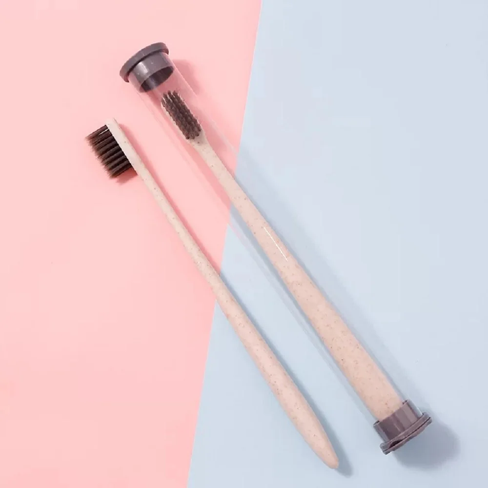 ECO-Friendly disposable wheat straw  toothbrush with toothpaste hotel toothbrush