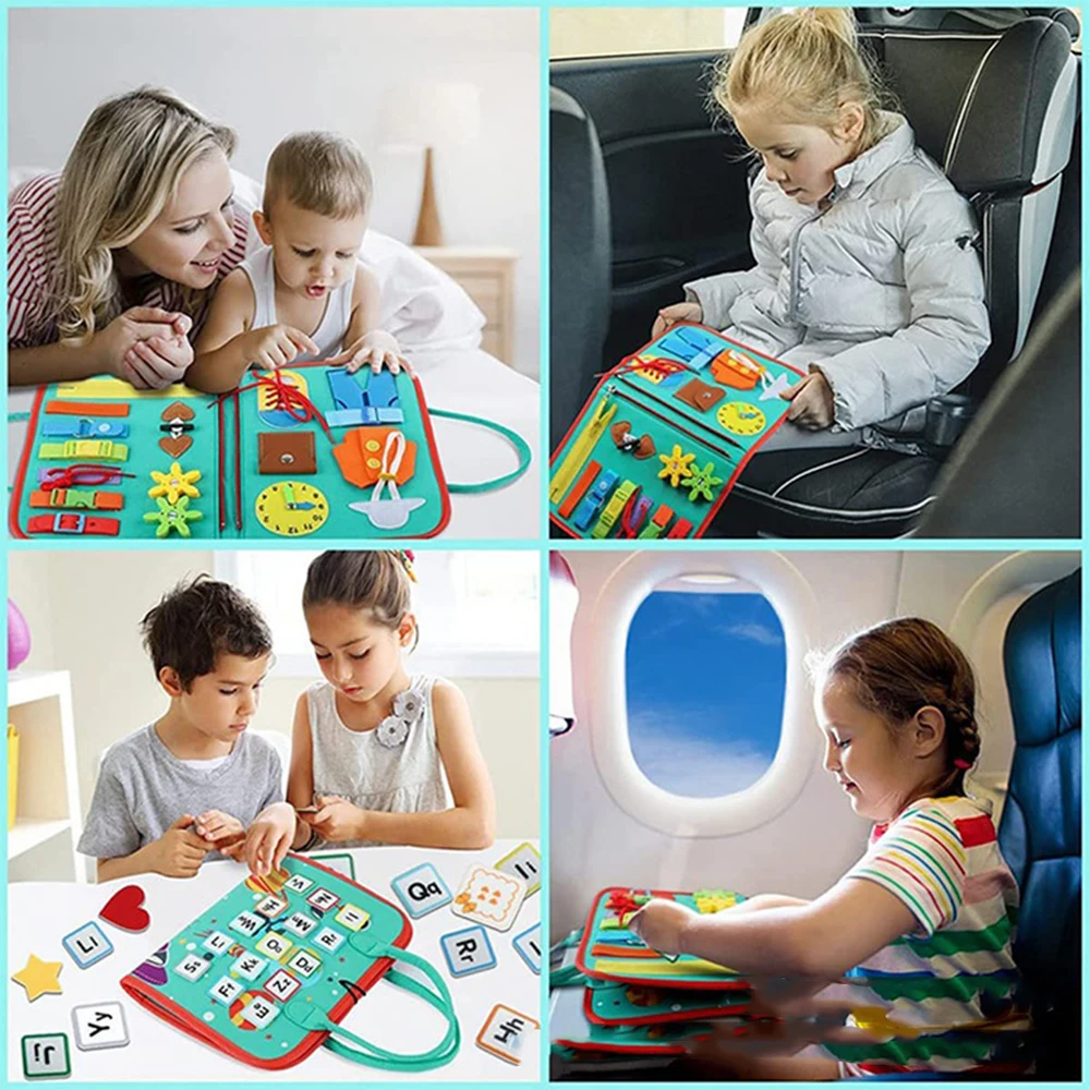 7 in 1 Busy Board Montessori Toys for 3 Year Old Girl Birthday Gift - 7 in 1 Preschool Learning Activities with Life Skills Toys