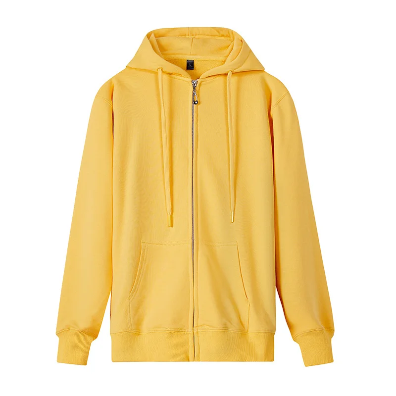 2022 New printed logo heavy 500 gsm hoodie zipper fitness hoodies Long sleeved solid color sweater for men