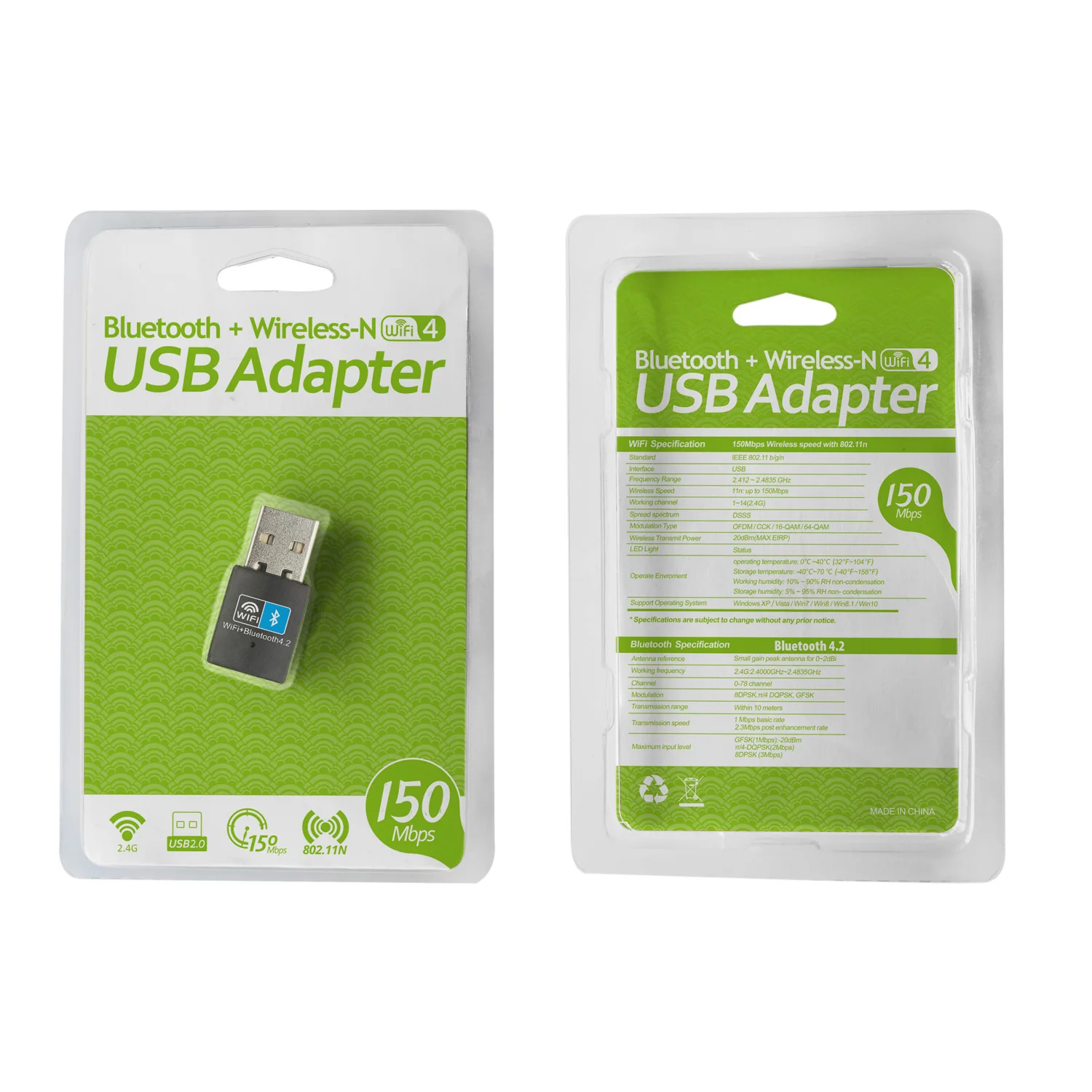 150m wireless WiFi Bluetooth 4.2 network card USB adapter for PC Laptop