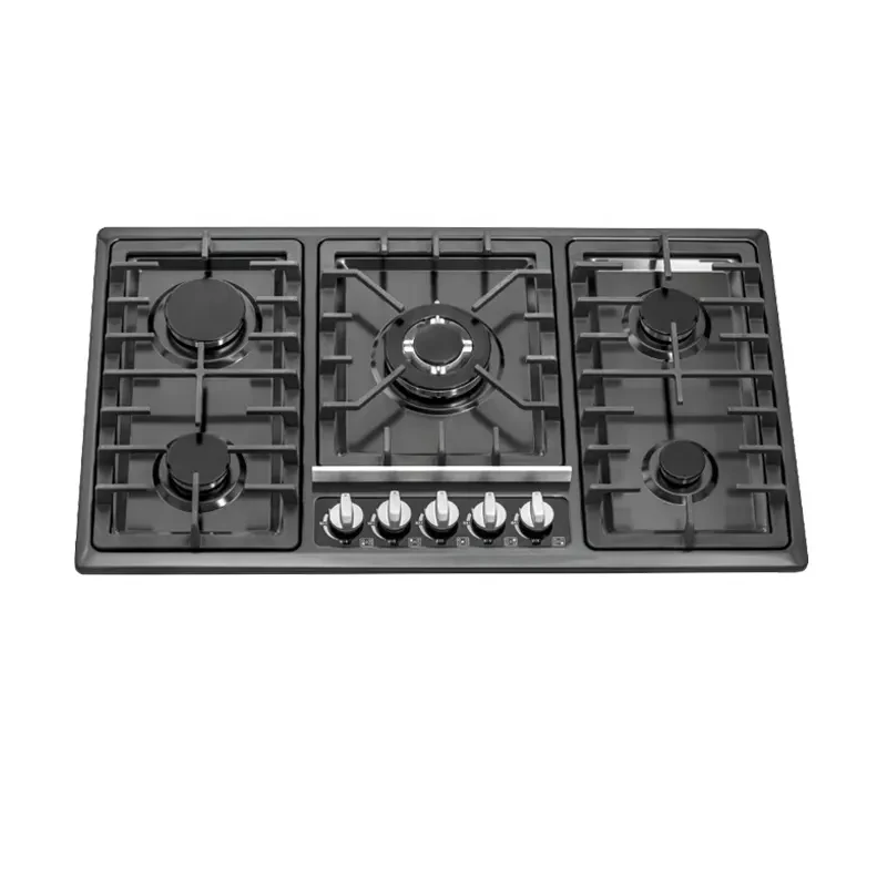 Good price gas cooker with 5 burner stainless steel gas stove kitchen appliance built-in gas burner