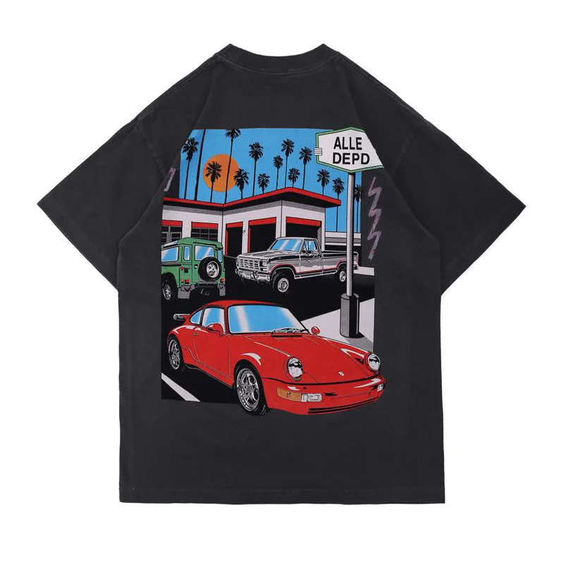 Men streetwear High Quality Custom Design 100% Cotton Hip Hop printing heavyweight Oversized vintage graphic Acid Wash T shirt