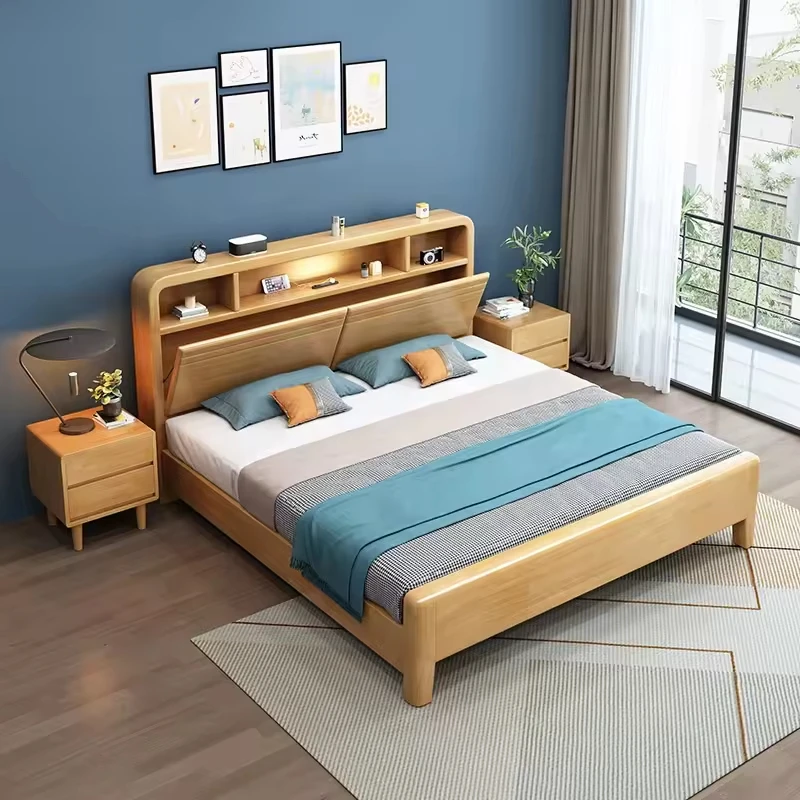 Bed Room Set Furniture Modern King Size Bed Frame Bedroom King Queen Size Solid Wood Storage Frame Solid Wood Bedroom