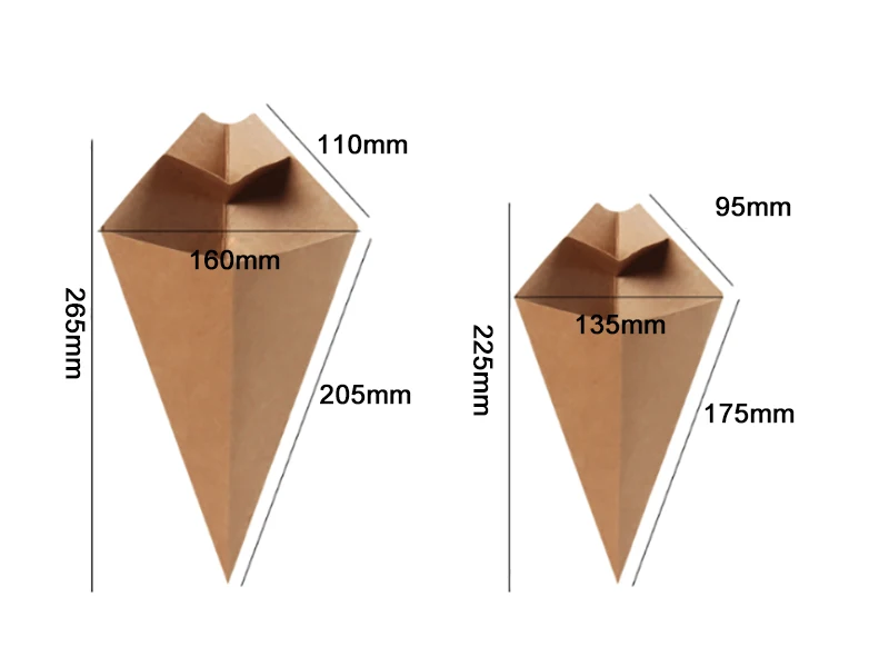 Factory Custom Logo Pattern Food Grade oil-proof Disposable Ice Cream Bubble Waffle Waffle French Fries Cone Packaging Box