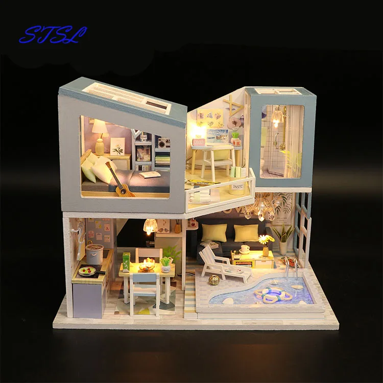 First meet handmade furniture DIY best gift for girls wooden doll house