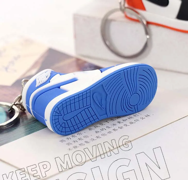 Wholesale 3D Brand Logo Mini AJ Sneakers Design Shoes Keychain Sport PVC Soft Basketball Shoes Keychain Pendant