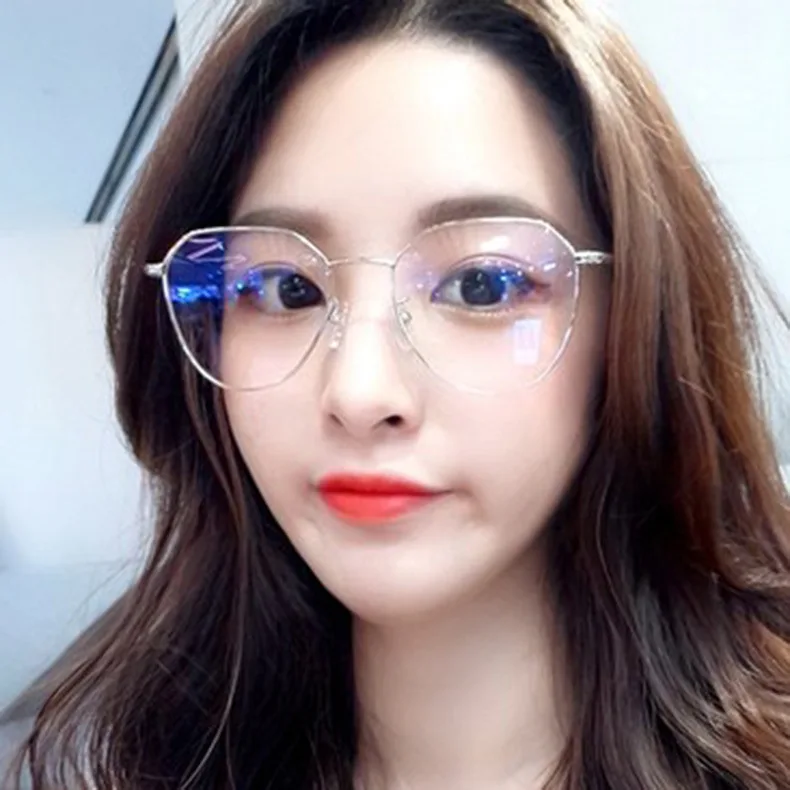 Queena New metal reading glasses frame men fashion flat mirror eyeglasses women retro eye glasses frame oculos de grau feminino