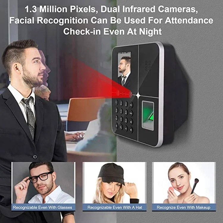 Employee Biometric Time recording Face Recognition Time Clock in and out Machine For Employee Time Attendance machine