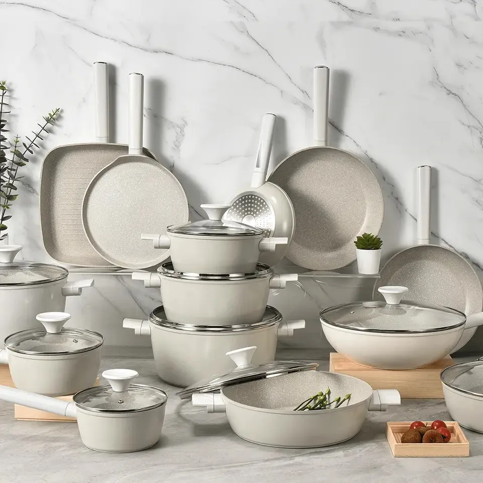 Wholesale Cookware Set Restaurant Commercial Cooking Pot Set And Pans Set with Glass Lid
