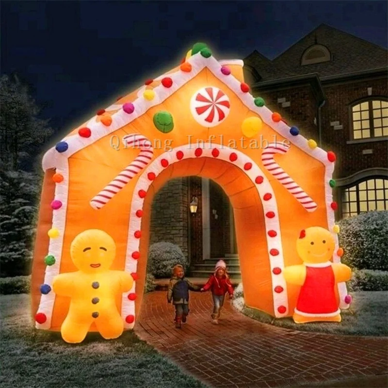 Hot sale Inflatable Christmas and New Year Gingersnap Arch ,Inflatable Santa Claus Snowman Archway for Christmas Party or Events