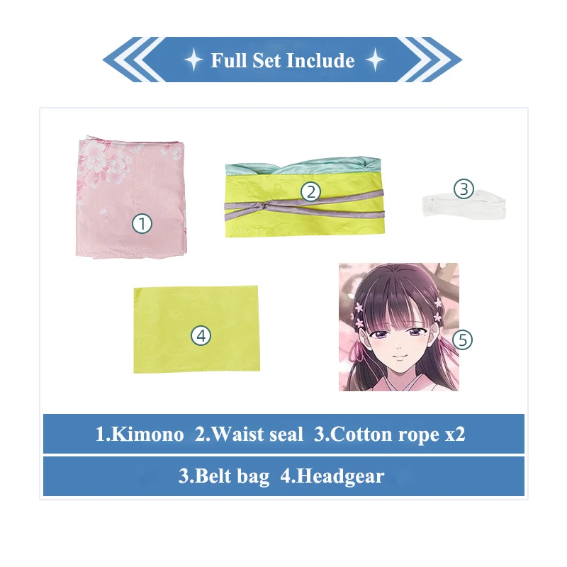Halloween Costume Women Anime My Happy Marriage Miyo Saimori Cosplay Costume Kimono Pink Blue Dress Headwear Japanese Clothing