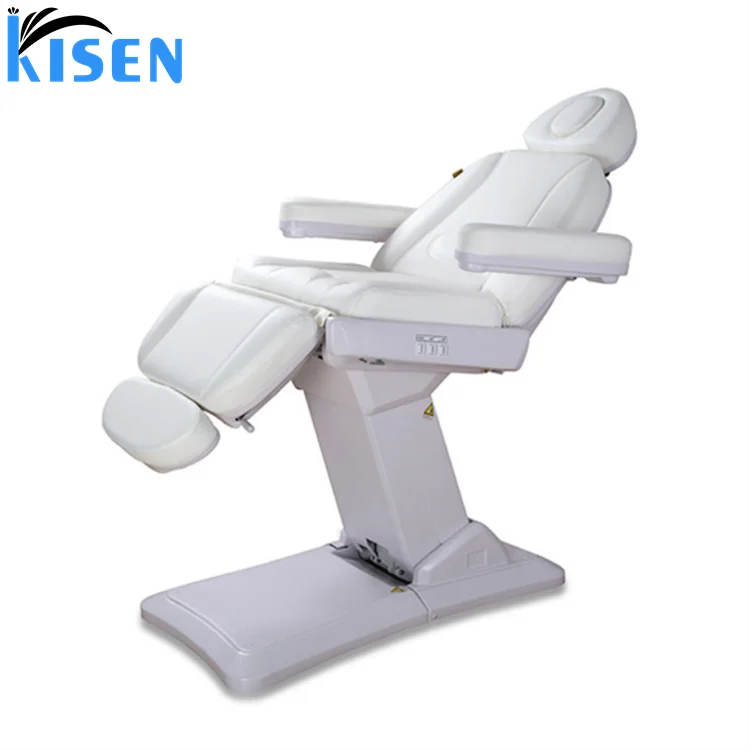 Trendy new design electric facial massage treatment table with 4 motors white eye lash bed with topper for beauty spa salon