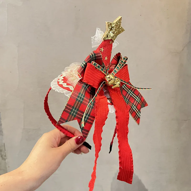 New Design Hot Selling Designer Christmas Decoration Gift Bells Hair Accessories Bows Hair Clips Gift Cute Hair Band for Girls