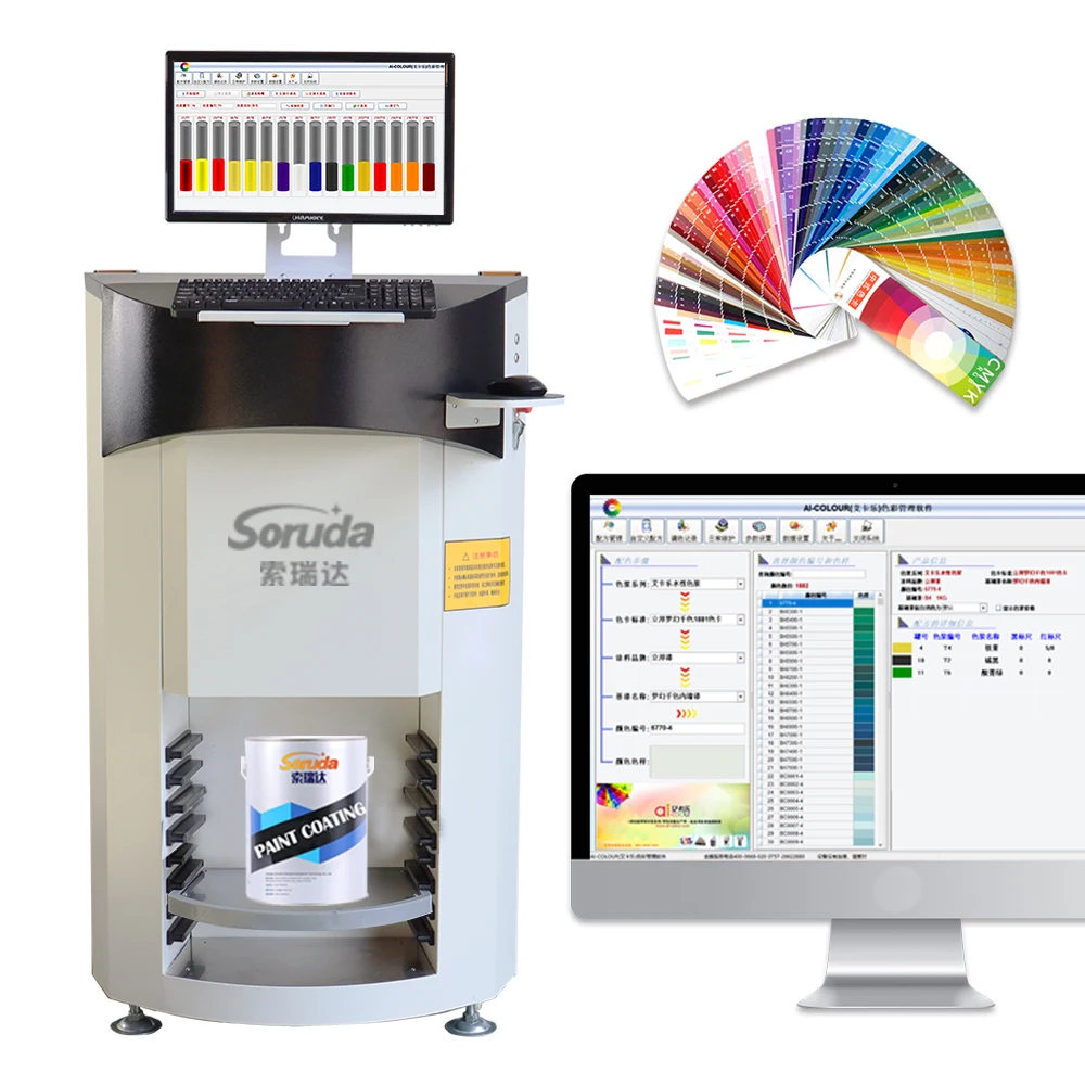 Computerized color mixing machine/automatic paint dispenser/automatic paint tinting machine with free calibration Soruda 2021.