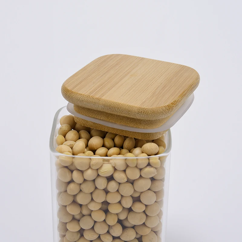 Wholesale 250ml 350ml 550ml transparent large glass Tea Coffee empty glass food Storage Canisters jar with bamboo lid