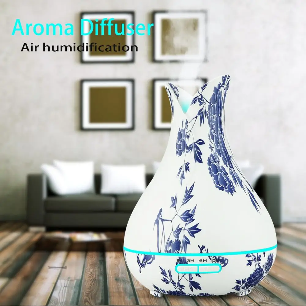 Granited Marble Oils  Diffuser, 400ml Flower Vase Cool Mist Humidifiers with Auto Shut Off when No Water