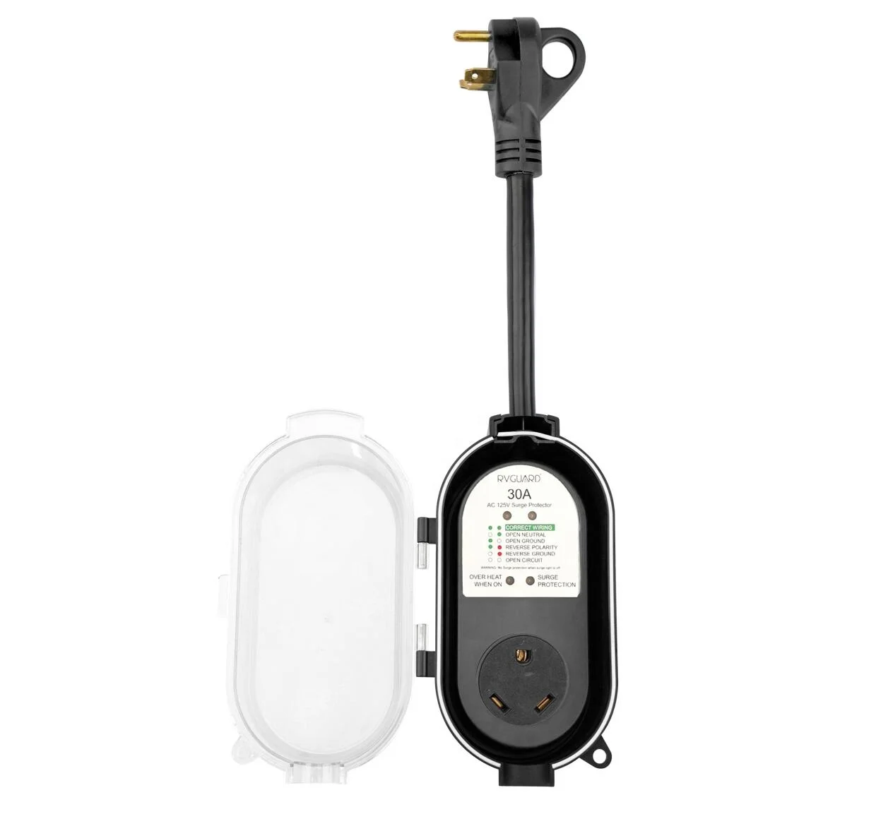 RV Surge Protector 30 Amp Smart RV Surge Protector with Waterproof Cover All-in-1 Circuit Analyzer Power Guard for RV