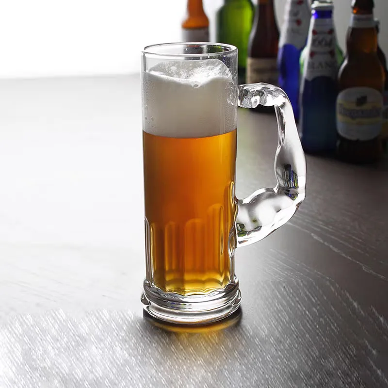 beer Mug thickened large capacity wine glass cold drinkware wholesale Cheap Glass Beer mug with handle
