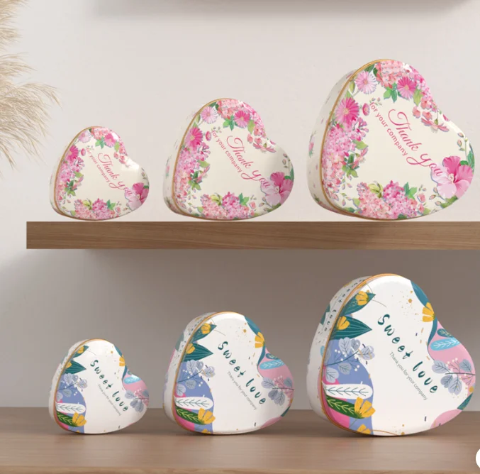 Heart shape tinplate candy tin case packaging sweet boxes Custom tin can sweets Metal Box jewelry boxes for gift