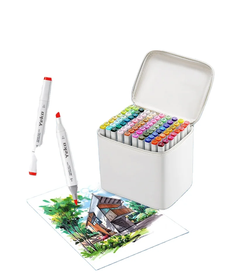 Alcohol Markers 30/40/60/80 Colors Standard Manga Drawing Marker Alcohol Based Sketch Felt-Tip Twin Brush Pen Art Supplies