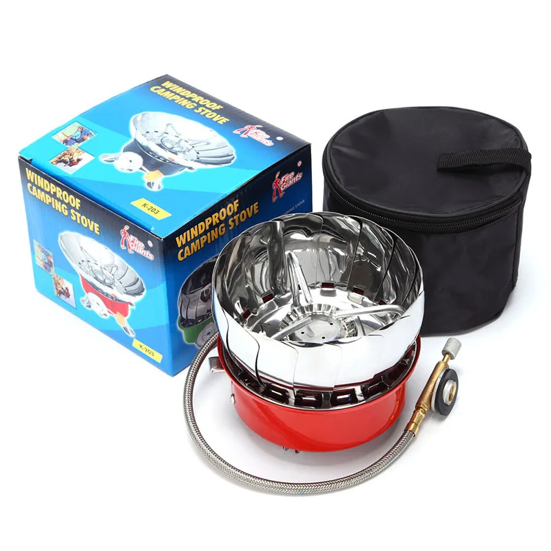Outdoor Camping Stove Equipment Round Gas Cooker Portable Folding Hiking Picnic Mini Windproof Cooking