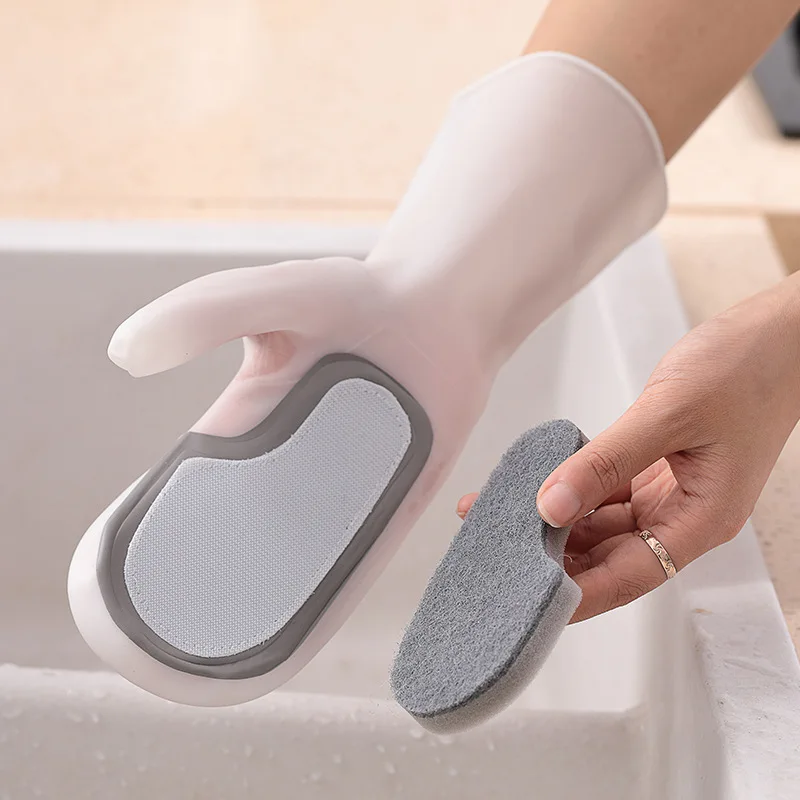 Kitchen Magical Washing Brush Glove Pad Heat Insulation Cleaning Scrubbing Mitten Silicone Washing Dishes  Gloves
