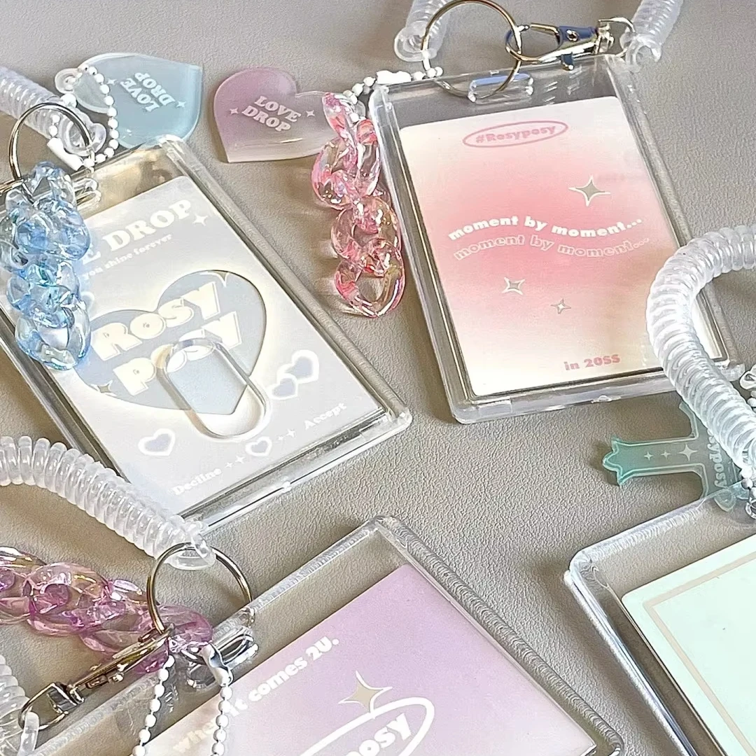 acrylic keychain for id card kpop photocard lomo card polaroid instax film 3 inch card holder frame