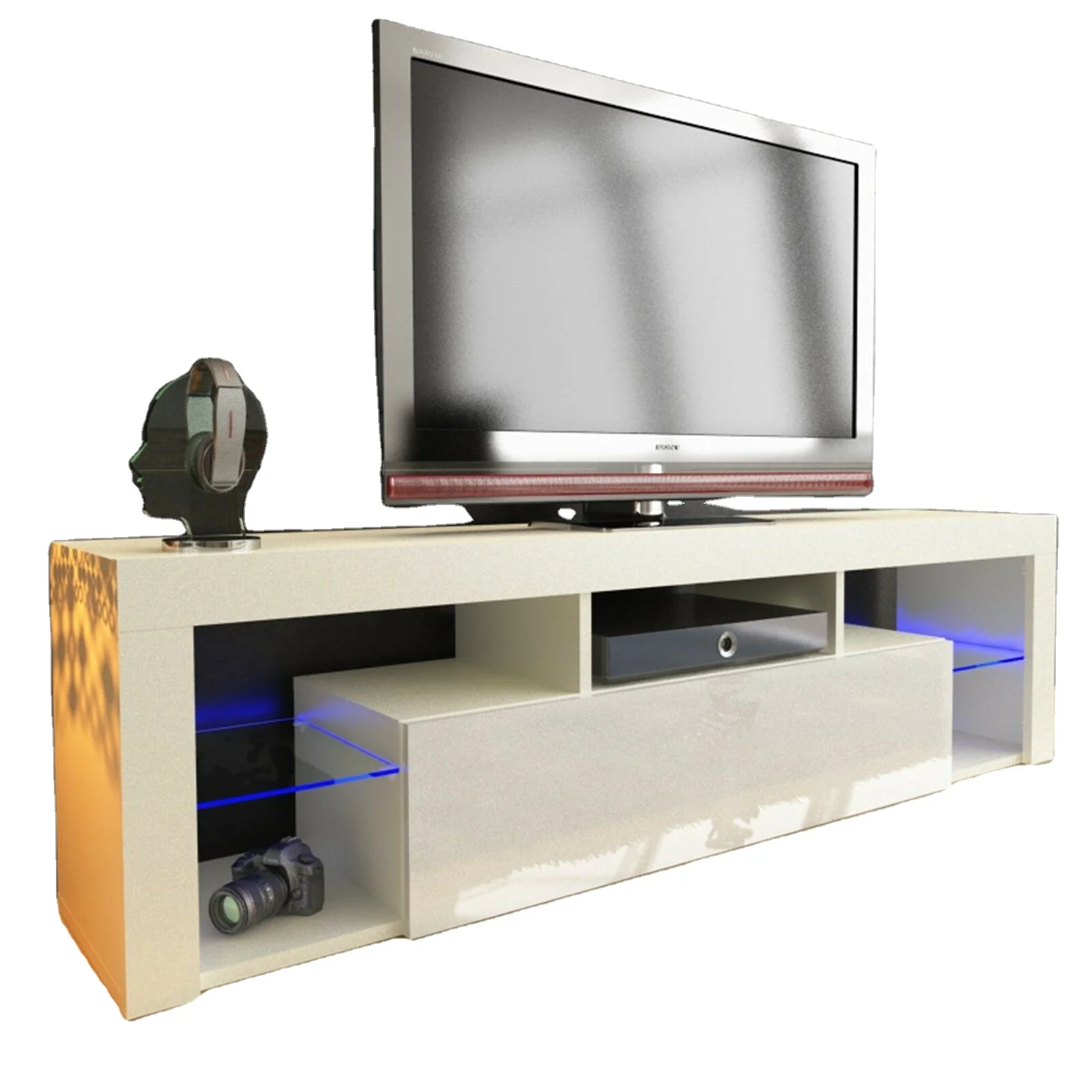TV LOWBOARD SCHRANK TISCH BOARD 160cm mit RBG LED-Beleuchtung wei