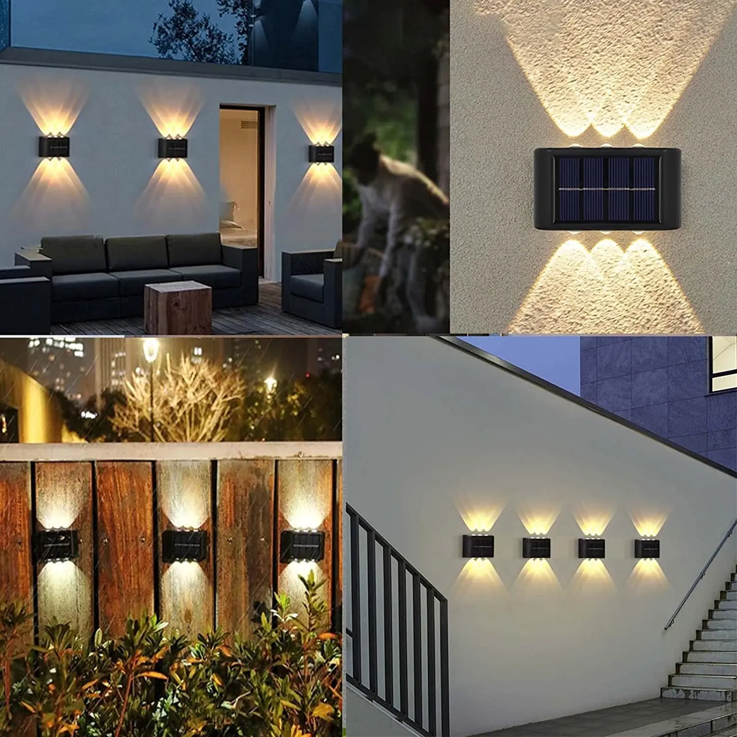 Unique Simple Nordic Style Solar Powered Up and Down Wall Lights Exterior Lights Fixtures for Wall Porch Fence Steps