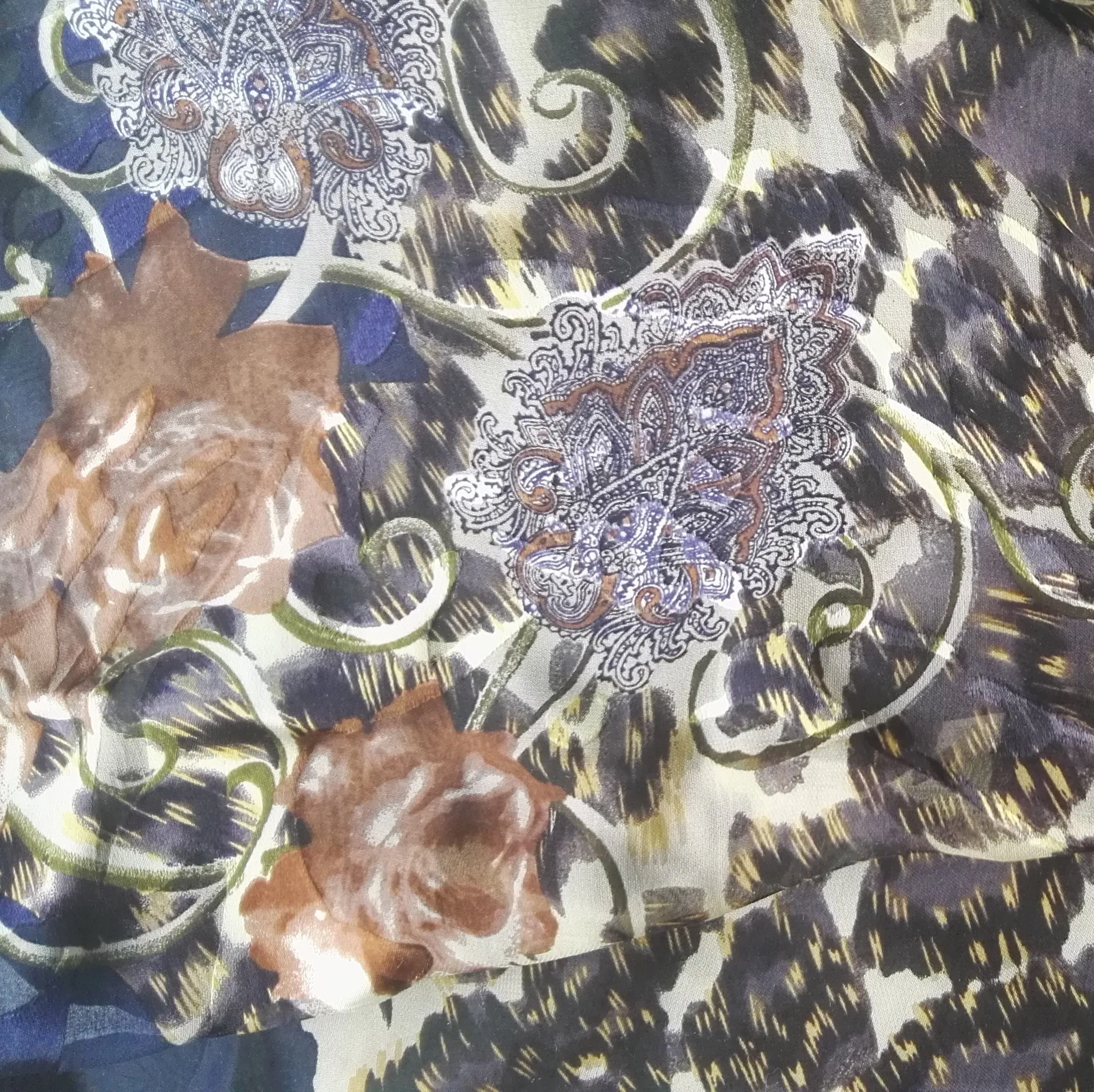
Burnt out Silk Viscose Satin fabric 