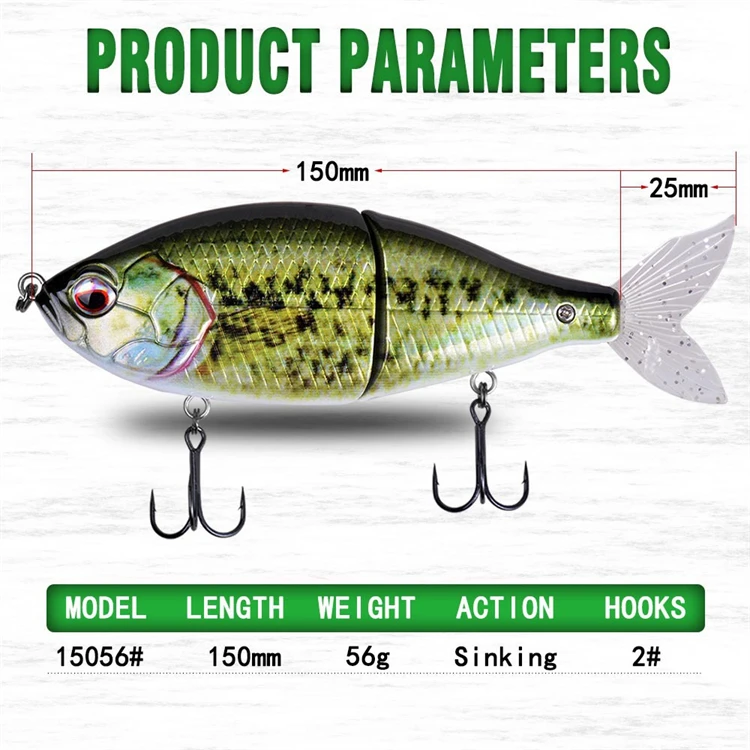 RUNTOO 56g 15cm 3D Paint Sinking Wobbler Stick Bait Long Cast Multi  Lifelike 3d Eyes Bionic Double Segmen Jointed Fishing Lures