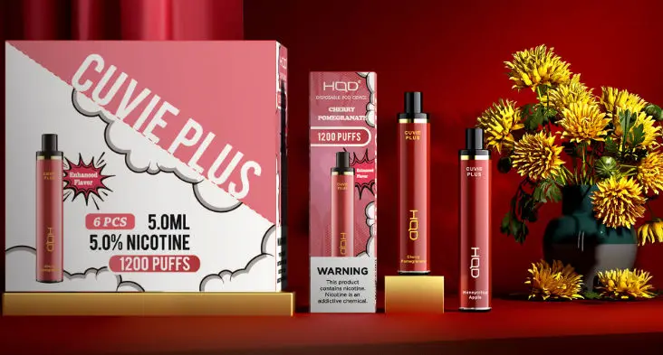 Заводская цена оригинальный производитель HQD горячая Распродажа Vape Pod Cuvie Plus 1200 затяжек аккумулятор 950 мАч 5%