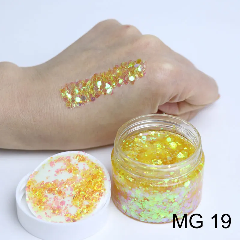 Hot sale OEM chameleon cosmetic nails face art sequins mixed clear glue  holographic chunky glitter