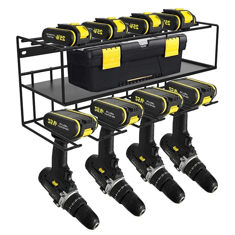 JH Mech Compact Steel Design Garage Tool Organizer Wall Mounted Storage Rack for Handheld & Power Tools