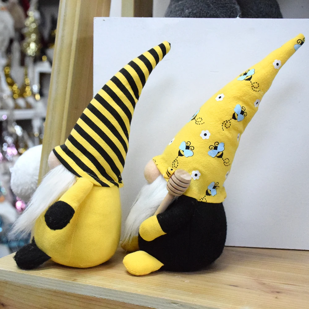 Family Honey Bumble Bee Gnomes Summer Decoration Holiday Yellow Plushy Gnome Fabric Doll Seasonal Ornament Plush Gnomo for Home