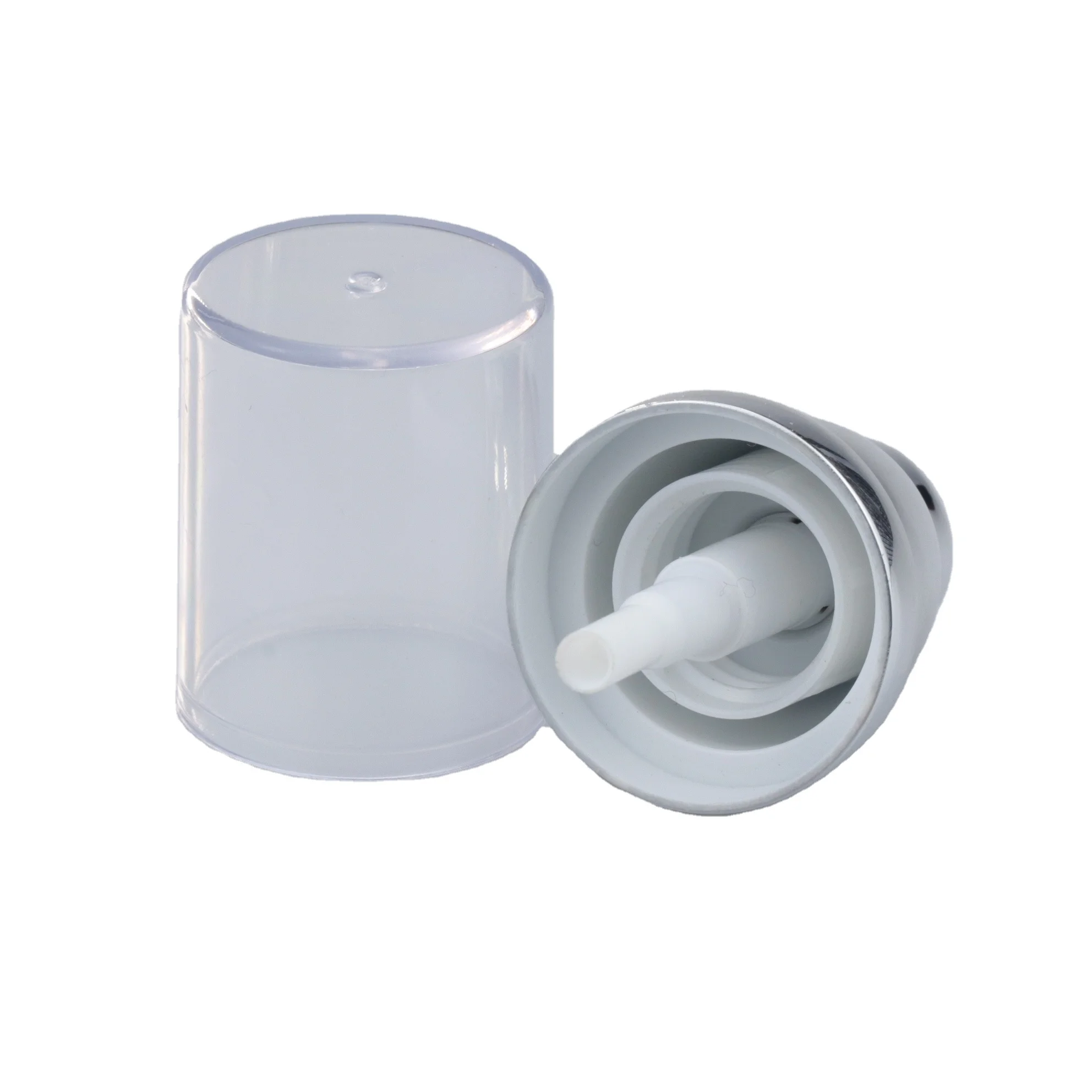 Manufacturer Cosmetic Packaging 18/410 pure plastic plating large double layer spray pump emulsion pump AS transparent cove