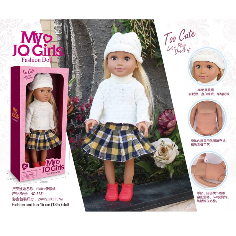 New Arrival 18 Inches Pretty Girl Doll Toys Real Soft Silicone 3D Eyes Dolls American Girls Black Doll Fashion Dress Wholesale