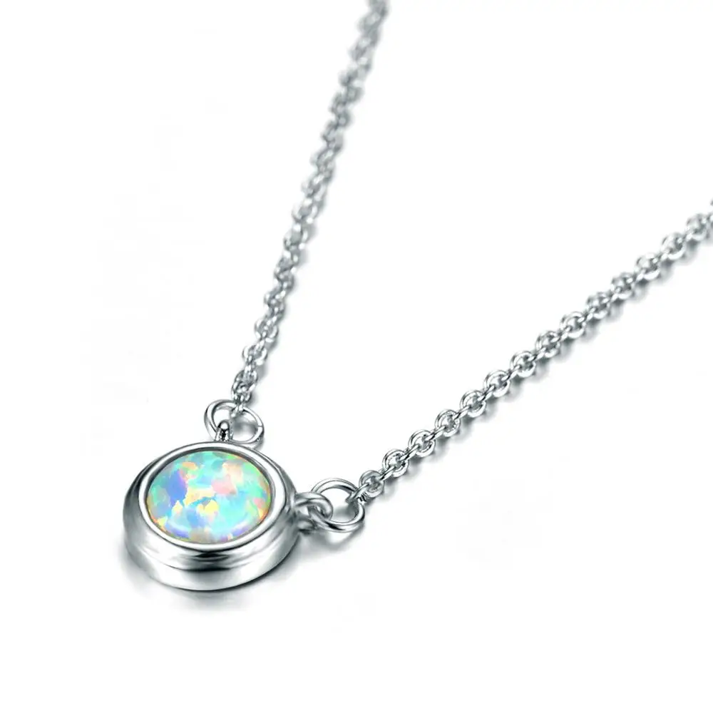 
Wholesale Blue opal necklace 14k gold plated girls fashion jewelry Pendant for women 