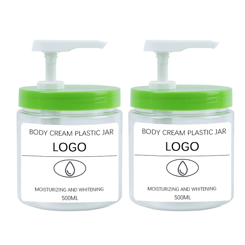 Wholesale Cosmetic 400ml 500ml PET 89mm Cap Pump Jar Container Empty Transparent Plastic Cosmetic Jars for Skincare