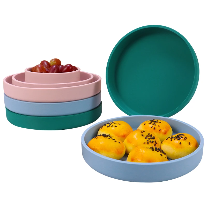 Custom Logo Personalized Food Grade Eco-friendly Reusable Silicone Plate Unbreakable Silicone Baby Bowl Dinner Plates and Dishes
