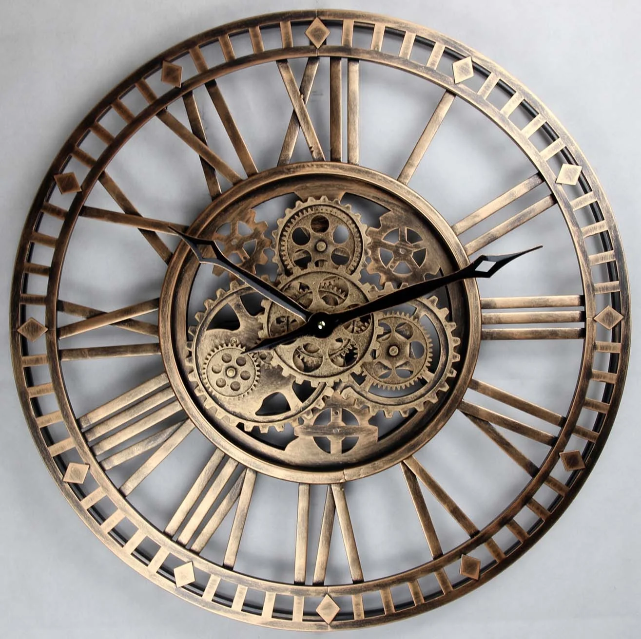 24 Inch Metal Vintage Moving Gear Farmhouse Industrial Wall Clock
